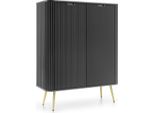 Cassettiera: 2 Ante, Colore: Nero, Gambe Dorate, 103 X 129 X 39Cm