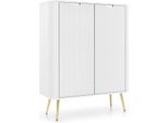 Cassettiera: 2 Ante, Colore: Bianco, Gambe Dorate, 103 X 129 X 39Cm