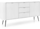 Cassettiera: 3 Cassetti, 2 Ante, Colore: Bianco, Gambe Nere, 168 X 87 X 39Cm