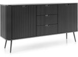 Cassettiera: 3 Cassetti, 2 Ante, Colore: Nero, Gambe Nere, 168 X 87 X 39Cm