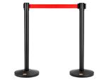 Vevor Nastro Di Barriera Del Sistema Di Guida Del Personale Palo Di Barriera Nero 2 Pezzi, 3,3 M X 48 Mm Nastro Rosso Retrattile, Acciaio Al Carbonio Palo Di Barriera Del Sistema Di Guida Del Personale Per Aeroporti, Centri Commerciali
