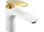 Mexen Lily Rubinetto Lavabo, Bianco/Oro - 73600-25