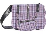 Banned Alternative Shoulder Bag Twice The Action Purple Tartan Handbag Check