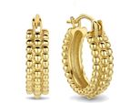 New Bling 9NB-0765 Orecchini D'argento - Donna - Borchiati - 3 File Di Sfere -15 X 4,5 Mm - Argento - Placcato Oro (Placcato Oro/Oro Su Argento)