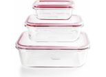 Set Di Tre Casseruole Ibili-Borosilicate, Vetro Borosilicato, 180/650/1500 Ml, Rosso