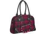 Banned Handbag Warren Plaid Red Punk Checked Studded Tartan Con Pouch