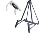 K&M 17581 Supporto Per Chitarra Heli Con Capotasto Argento