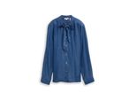 Tom Tailor Damen Bluse Mit Schleifen-Detail, Blau, Uni, Gr. 36