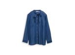 Tom Tailor Damen Plus Size - Bluse Mit Schleifen-Detail, Blau, Uni, Gr. 50