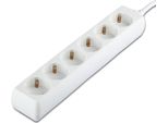 Prese Di Corrente A 6 Vie - IP20 - Bianco - Cavo Da 1,5 M