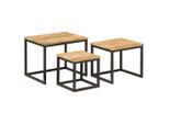 Syfax™ Tavolini A Incastro 3 Pz In Legno Massello Di Mango E Ferro