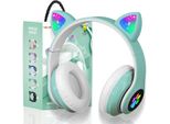 Bambini, Ragazze Cat Ear Cuffie Sopra L'orecchio Con Luce Led Pieghevole Cuffie Stereo Bluetooth, Cuffie Senza Fili Con Microfono Per Tablet / Mobile / Pc