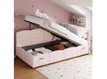 Letto Imbottito Idraulico Flieks 90X200Cm Con Contenitore, Divano Letto Day Bed Con Usb E Type-C, Letto Contenitore Letto Singolo, Velluto, Rosa