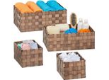Cestino Relaxdays In Vimini, Set Di 4 Pezzi