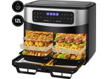 Friggitrice Ad Aria Calda A Doppia Camera Airfryer 12L Friggitrice Ad Aria Calda Xxl Con Finestra Di Visualizzazione, 2 Scomparti, 10 Programmi, Sync Finish & Dual Cook, 2600W