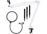 Keepdrum MS138 Braccio Per Microfono Bianco Con Protezione Anti-Pop Bianco