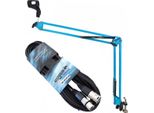 Keepdrum NB35 Bl Asta Microfonica Articolata Blu Con Cavo Microfonico