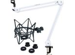 Keepdrum MS138 Supporto A Braccio Articolato Bianco Con Ragno Microfonico Nero