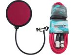 Keepdrum EMH019RD Schermo Pop Rosso Con Cavo Microfono Rosso