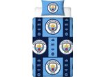 Manchester City Fc - Biancheria Da Letto Crest, Reversibile TC1008 (Letto Matrimoniale) (A Colori)
