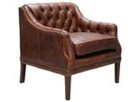 Casa Padrino Poltrona Da Salotto In Vera Pelle Marrone Scuro 80 X 77 X H. 85 Cm - Mobili Soggiorno