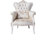 Casa Padrino Poltrona Da Salotto Barocca Con Cuscino Decorativo Crema / Bianco / Oro 83 X 94 X H. 111 Cm - Mobili Da Salotto In Stile Barocco