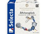Selecta 64024 Scimmia Della Felicità, Blu, Catena Per Ciuccio In Legno, 21 Cm, Pulsante Di Sicurezza
