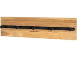 Haku MöBel Appendiabiti Da Parete Rovere Oliato, Nero - Legno Massiccio, Metallo, L/H/D: 60X15X6 Cm