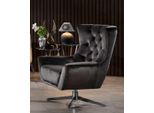 Casa Padrino Poltrona Girevole Chesterfield Grigio / Argento 85 X 85 X H. 95 Cm - Poltrona Da Salotto - Mobili Da Salotto Chesterfield