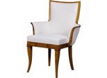 Casa Padrino Poltrona Biedermeier Bianco / Marrone - Poltrona Da Salotto Art Deco - Mobili Da Salotto Biedermeier - Mobili Da Salotto Art Deco - Arredamento Biedermeier - Arredamento Art Deco