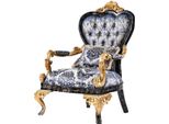 Casa Padrino Poltrona Barocca Blu/Nero/Oro - Sontuosa Poltrona Da Salotto - Mobili Da Salotto In Stile Barocco - Mobili Barocchi - Arredamento Barocco - Arredamento Da Salotto