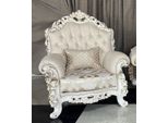 Casa Padrino Poltrona Barocca Crema/Bianco/Oro - Magnifica Poltrona Da Salotto - Mobili Da Salotto In Stile Barocco - Mobili In Stile Barocco - Arredamento Barocco - Arredamento Da Salotto