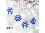 24 X Fiocchi Di Neve Decorazione Natalizia Per Albero Di Natale Glitter Decorazioni Per Albero Di Natale, Blu, Plastica