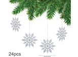 24 X Fiocchi Di Neve Decorazione Natalizia Per Albero Di Natale Glitter Decorazioni Per Albero Di Natale, Argento, Plastica