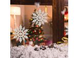 24 X Fiocchi Di Neve Decorazione Natalizia Per Albero Di Natale Glitter Decorazioni Per Albero Di Natale, Bianco, Plastica