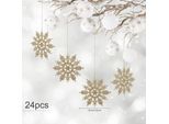 24 X Fiocchi Di Neve Decorazione Natalizia Per Albero Di Natale Glitter Decorazioni Per Albero Di Natale, Champagne, Plastica