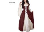 Abito Medievale Da Donna Con Maniche A Tromba Costume Da Festa Medievale Maxi Abito, Rosso, Xl