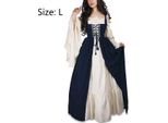 Abito Medievale Da Donna Con Maniche A Tromba Costume Da Festa Medievale Maxi Abito, Blu, L