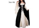Abito Medievale Da Donna Con Maniche A Tromba Costume Da Festa Medievale Maxi Abito, Nero, 4XL