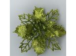 12 Pezzi Decorazione Albero Di Natale Glitter, Decorazione Albero Di Natale In Plastica, Decorazione Floreale Natalizia, Ornamento Albero Di Natale, 9Cm, Verde Militare, Plastica