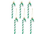 14CM Glitter Albero Di Natale Decorazione Blu Bastone Di Zucchero Ciondolo 6 Pezzi Albero Di Natale Decorazione Bastone Di Zucchero Decorazione Di Natale, Verde, Plastica