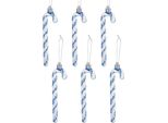 14CM Glitter Albero Di Natale Decorazione Blu Bastone Di Zucchero Ciondolo 6 Pezzi Albero Di Natale Decorazione Bastone Di Zucchero Decorazione Di Natale, Blu, Plastica