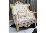 Casa Padrino Poltrona Da Salotto Barocca Crema / Bianco / Oro - Mobili Da Salotto Barocchi