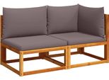 Vidaxl Divano Da Giardino Con Cuscini A 2 Posti In Legno Di Acacia E Rattan