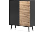 Armadio A 2 Ante E 6 Ripiani - Nero/Rovere Artigianale - Armadio Moderno - 104 X 83 X 39 Cm