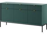 Cassettiera: 3 Cassetti, 3 Ante, Labrador, Nero, 154 X 83 X 39 Cm, Maniglie Dorate