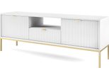 Mobile Tv: Un Cassetto, Due Ante, Tre Ripiani, Colore: Bianco, Colore Della Cornice: Oro Dimensioni Del Mobile: L: 154 Cm, A: 56 Cm, P: 39 Cm