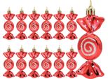 12 Pezzi Decorazioni Per L'albero Di Natale Con Glitter, Decorazioni Natalizie Con Bastoncini Di Zucchero, Ornamenti Natalizi Con Caramelle Per La Decorazione Della Festa Di Natale, Rosso
