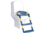 Clanmacy Trainer Per Wc Regolabile In Altezza Sedile Per Wc Con Gradini Sedile Per Wc Per Bambini Con Paraspruzzi E Maniglie, Pieghevole Blu