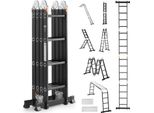 Scala Di Servizio Vevor, Scala Ausiliaria 7 In 1, Telaio Ad A, Impalcatura A Pioli 4650 Mm, Resistente, Portata 150 Kg, Uso Esterno